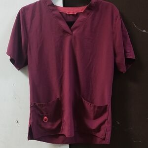 Carhartt Women's Maroon V-Neck Scrub Top